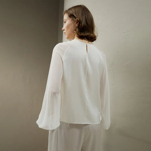 Blouse Blanche Élégante Femme – Manches Flottantes & Coupe Fluide