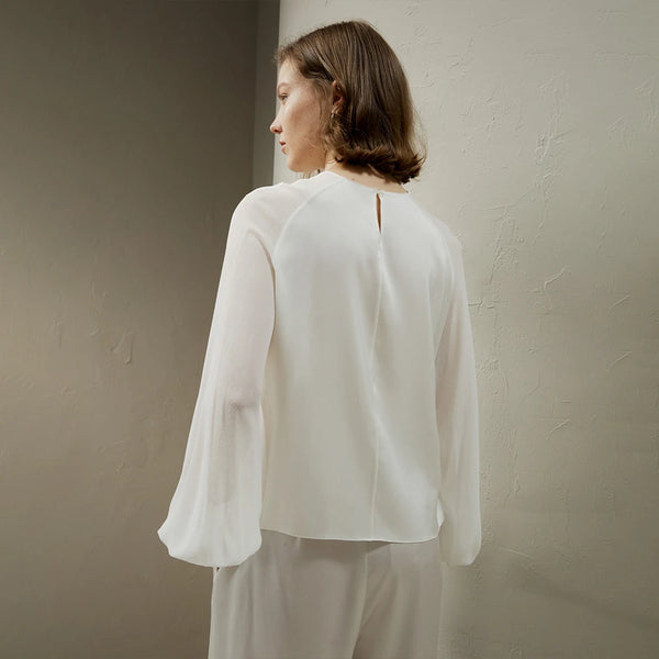 Blouse Blanche Élégante Femme – Manches Flottantes & Coupe Fluide
