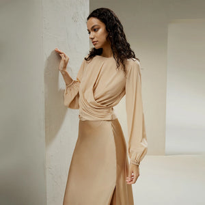 Blouse Drapée en Soie Crêpe de Chine – Élégance Intemporelle
