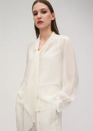 Blouse Femme en Soie Georgette  – Élégance Transparente et Légèreté Luxe