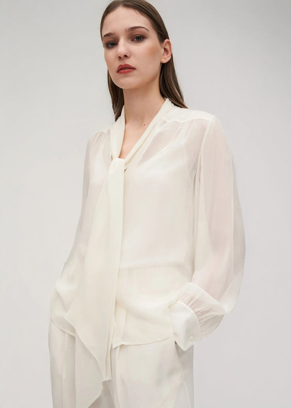 Blouse Femme en Soie Georgette  – Élégance Transparente et Légèreté Luxe