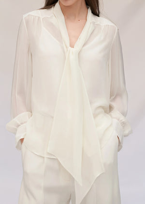 Blouse Femme en Soie Georgette  – Élégance Transparente et Légèreté Luxe