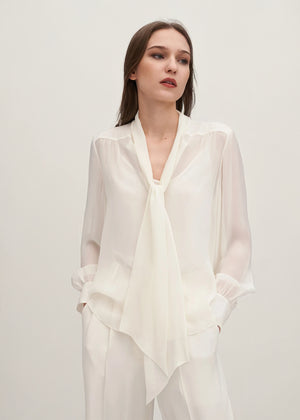 Blouse Femme en Soie Georgette  – Élégance Transparente et Légèreté Luxe