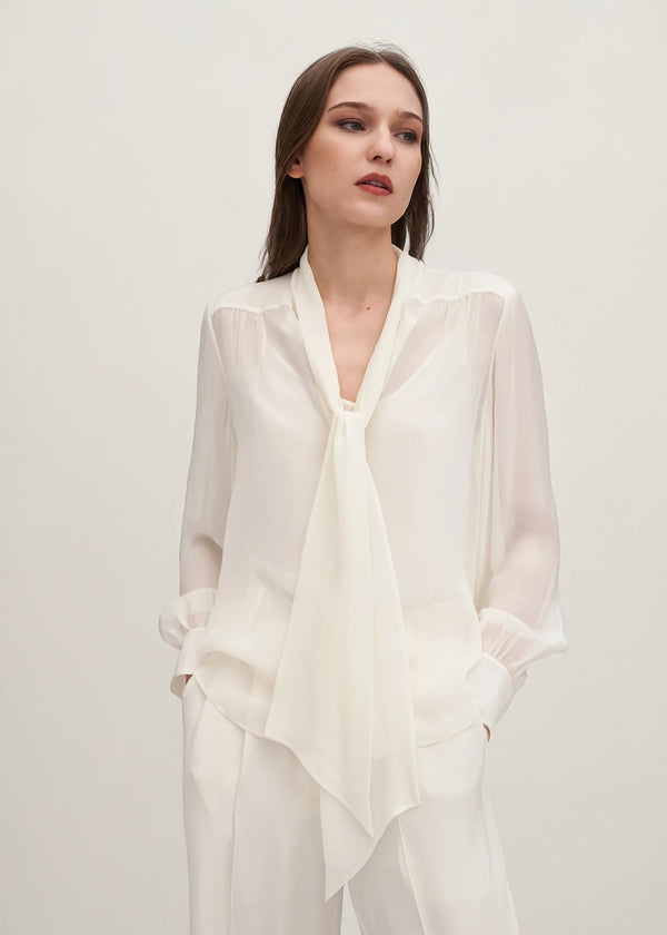 Blouse Femme en Soie Georgette  – Élégance Transparente et Légèreté Luxe