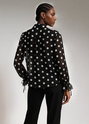 Blouse en Soie Femme à Pois – Élégance Moderne