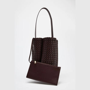 Mini Sac Seau Tressé Chocolat – Élégance Sculptée et Style Intemporel