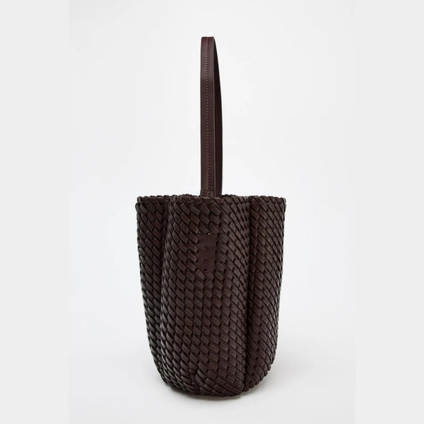 Mini Sac Seau Tressé Chocolat – Élégance Sculptée et Style Intemporel