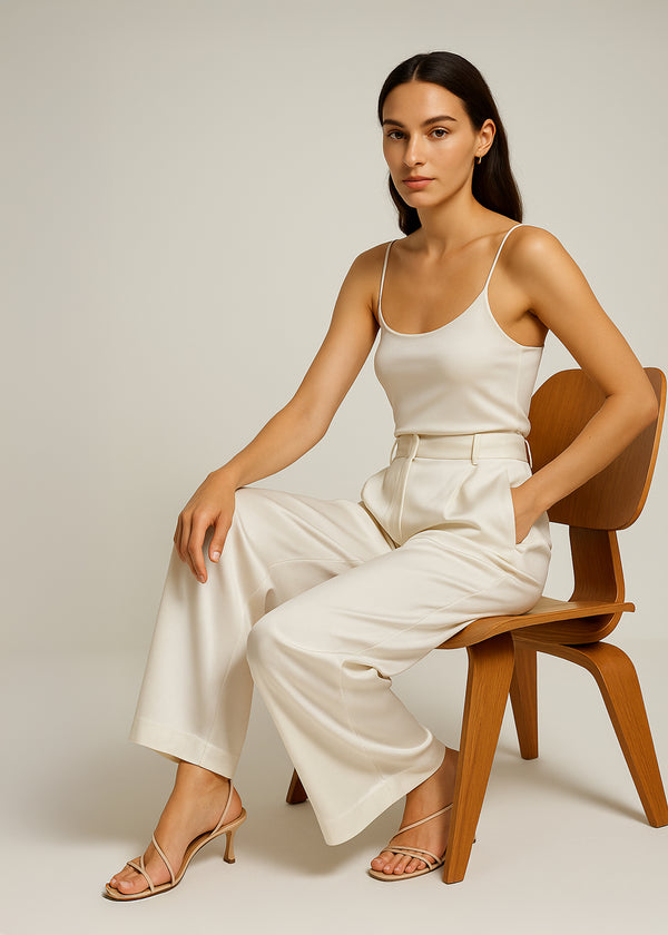 Pantalon Femme en Soie – Coupe Large Élégante et Confort Naturel
