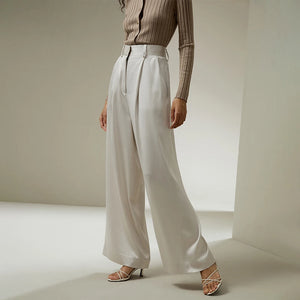 Pantalon Femme en Soie – Coupe Large Élégante et Confort Naturel