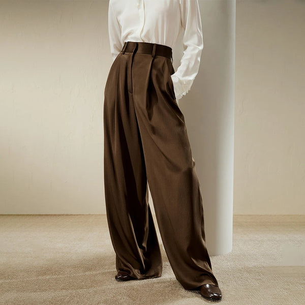 Pantalon Femme en Soie – Coupe Large Élégante et Confort Naturel