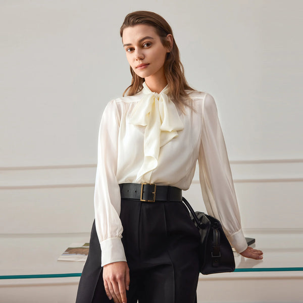 Blouse Femme en Soie Georgette  – Élégance Transparente et Légèreté Luxe