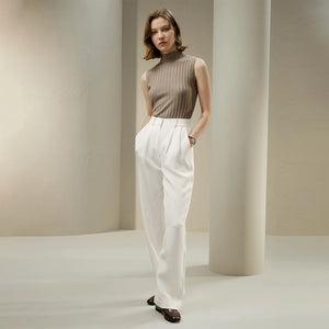 Top Sans Manches en Tricot de Luxe – Mélange Soie & Cachemire