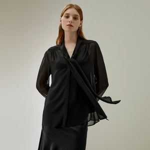 Blouse Femme en Soie Georgette  – Élégance Transparente et Légèreté Luxe
