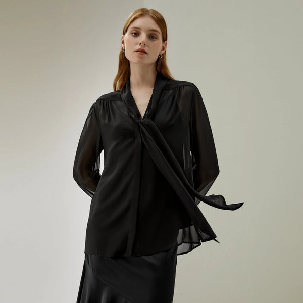 Blouse Femme en Soie Georgette  – Élégance Transparente et Légèreté Luxe