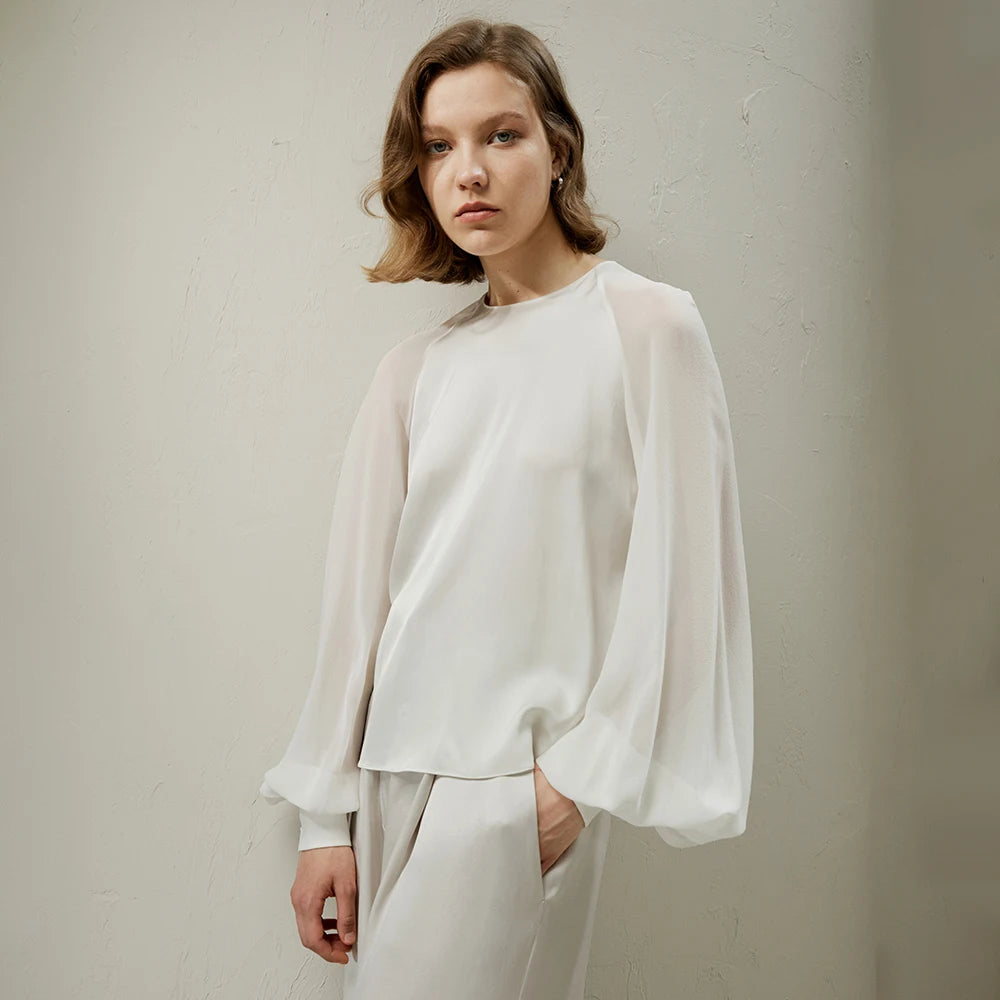 Blouse Blanche Élégante Femme – Manches Flottantes & Coupe Fluide