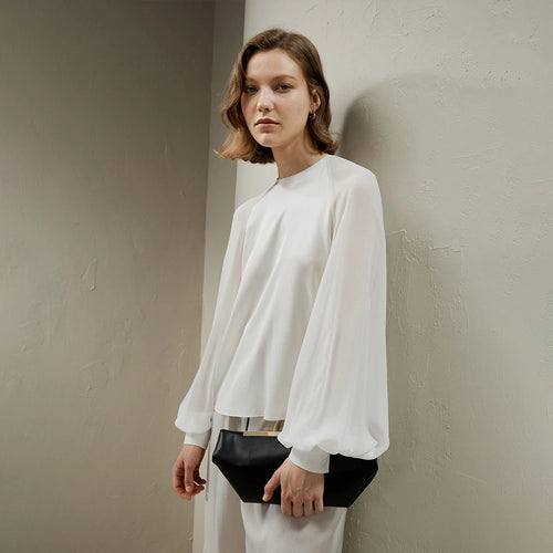 Blouse Blanche Élégante Femme – Manches Flottantes & Coupe Fluide