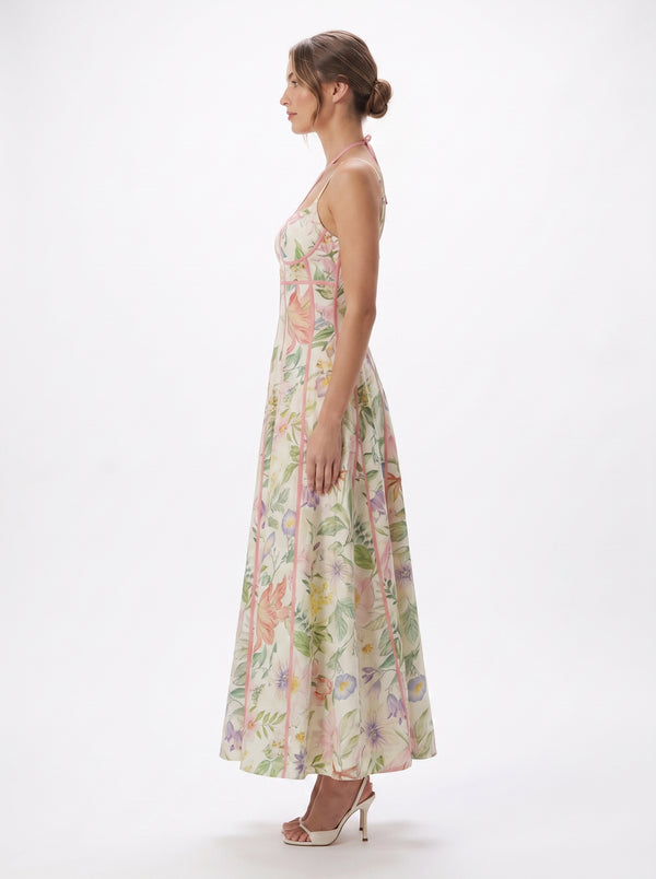 La Robe Botanique — Robe Longue Florale Corset Imprimé