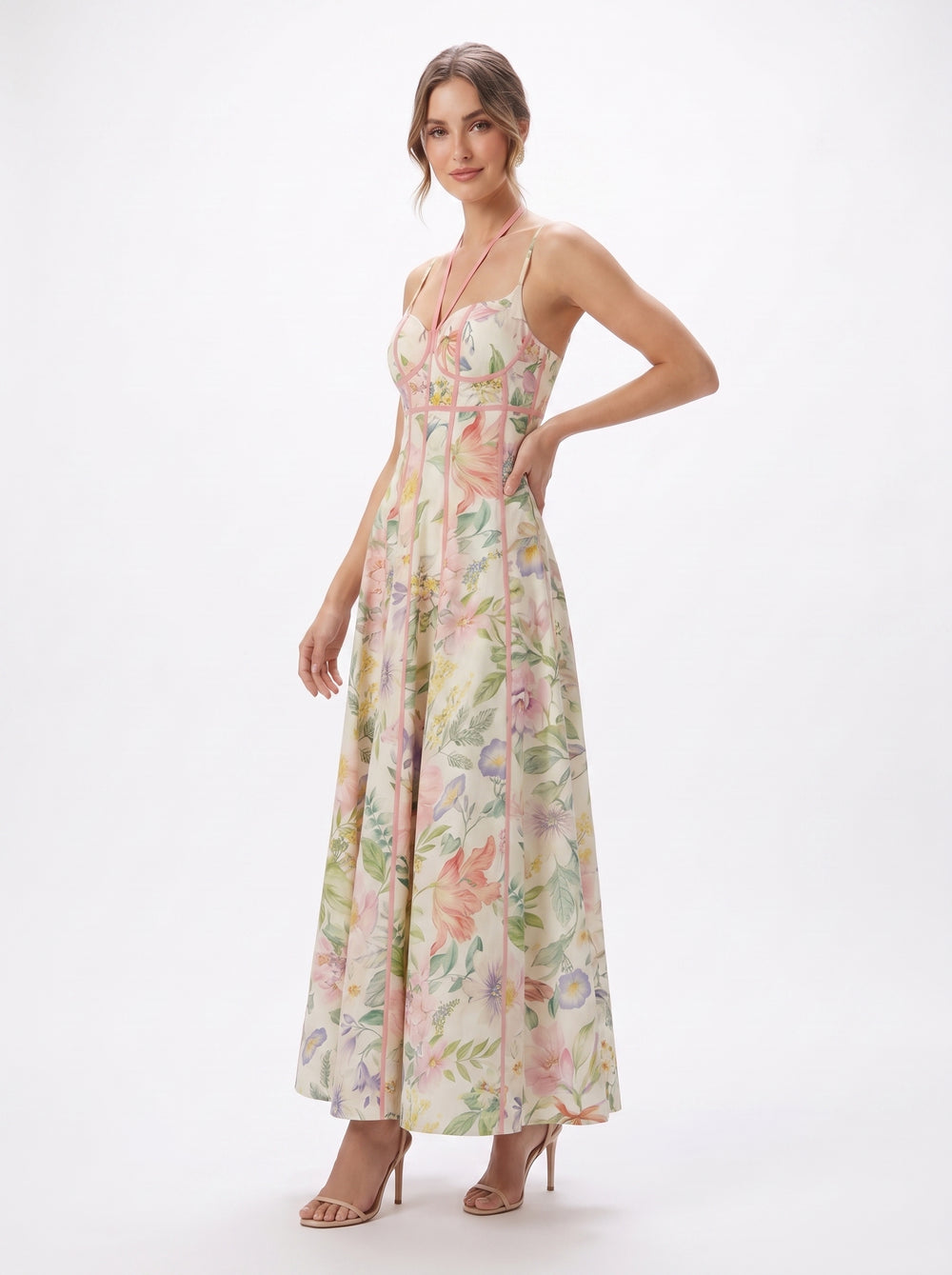 La Robe Botanique — Robe Longue Florale Corset Imprimé