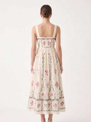 La Robe Jardin — Robe Midi Brodée Fleurie Ivoire