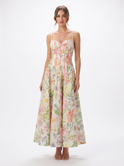 La Robe Botanique — Robe Longue Florale Corset Imprimé
