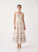 La Robe Jardin — Robe Midi Brodée Fleurie Ivoire
