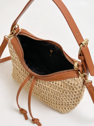Le Sac Capri — Hobo Paille Tressée Camel Cordon