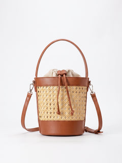 Le Sac Rotin — Seau Tressé Rotin et Cuir Camel