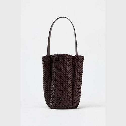 Mini Sac Seau Tressé Chocolat – Élégance Sculptée et Style Intemporel