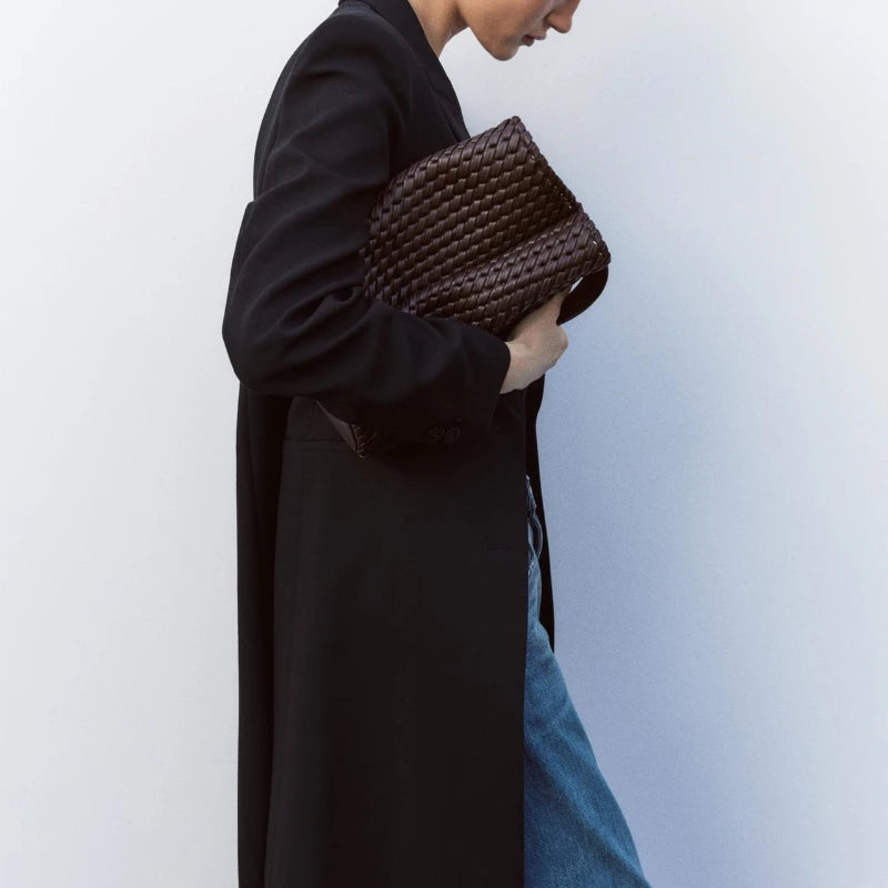Le Mini Sac Seau — Seau Tressé Chocolat Anse Métal Doré