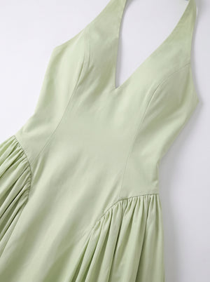 La Robe Céladon — Robe Halter Longue Plissée