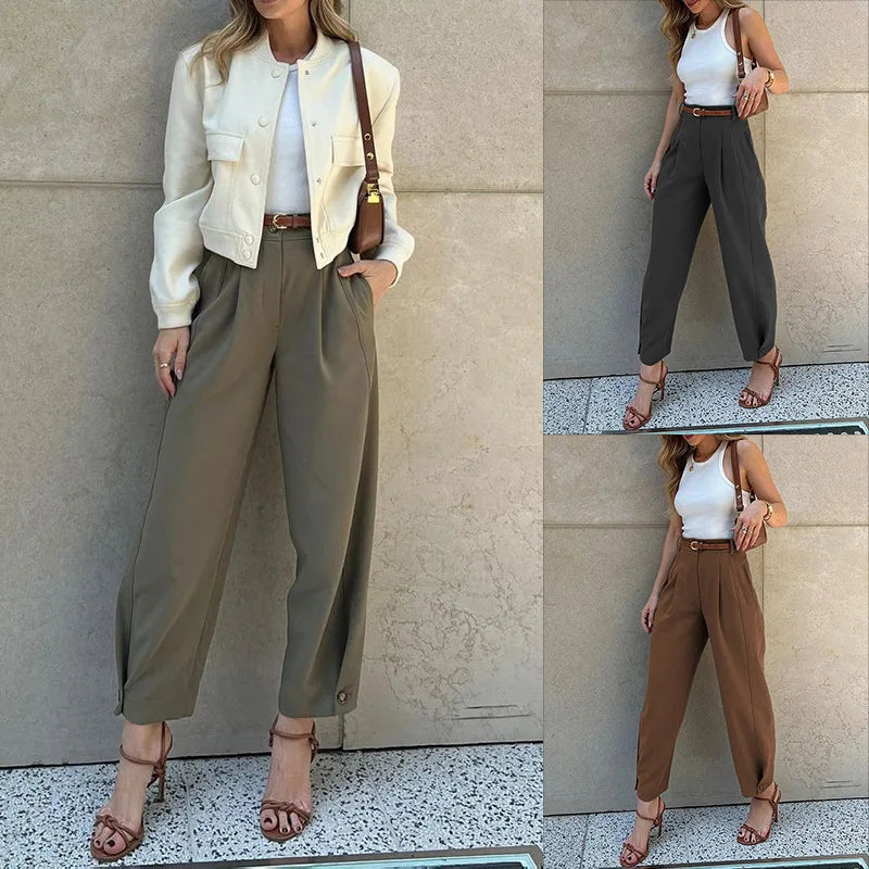 Pantalon Tailleur à Taille Haute