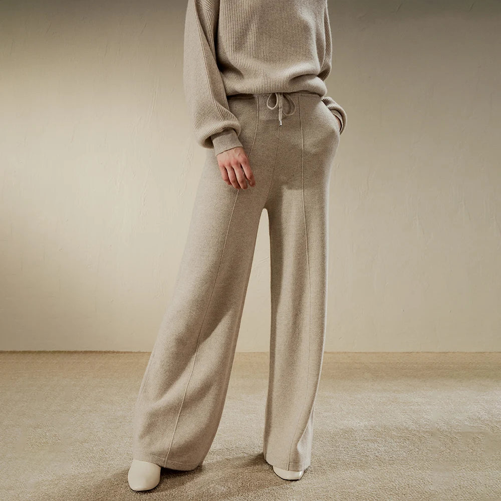 Pantalon Large Femme en  Cachemire – Élégance Décontractée et Confort Absolu