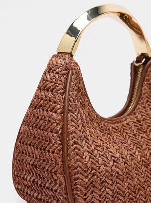 Sac Luna — Mini Hobo Tressé Chocolat Anse Dorée