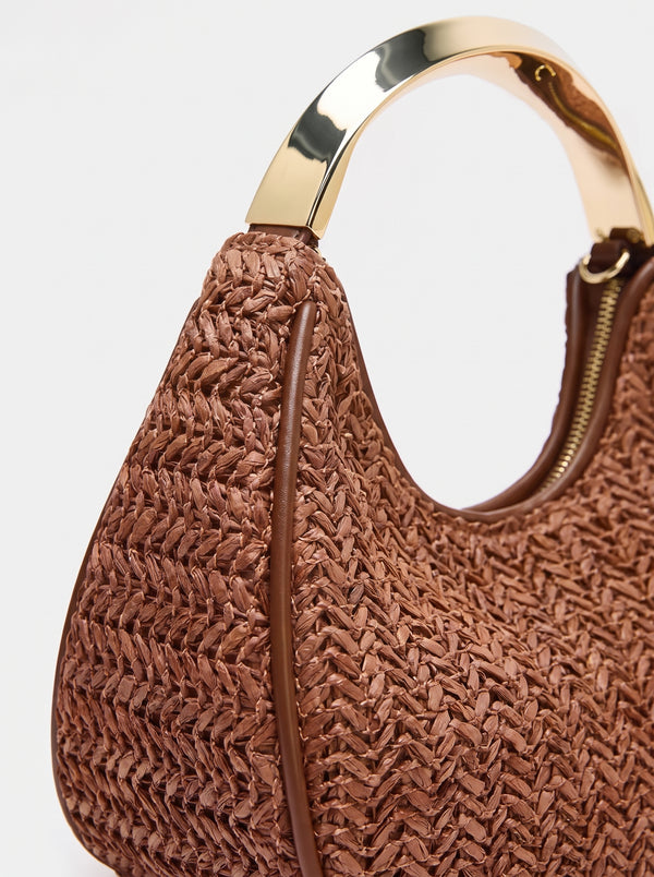 Sac Luna — Mini Hobo Tressé Chocolat Anse Dorée