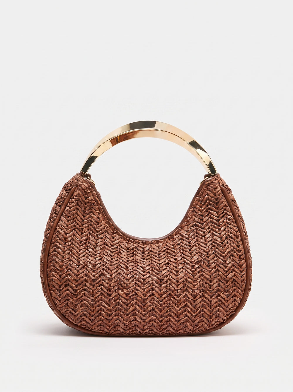 Sac Luna — Mini Hobo Tressé Chocolat Anse Dorée