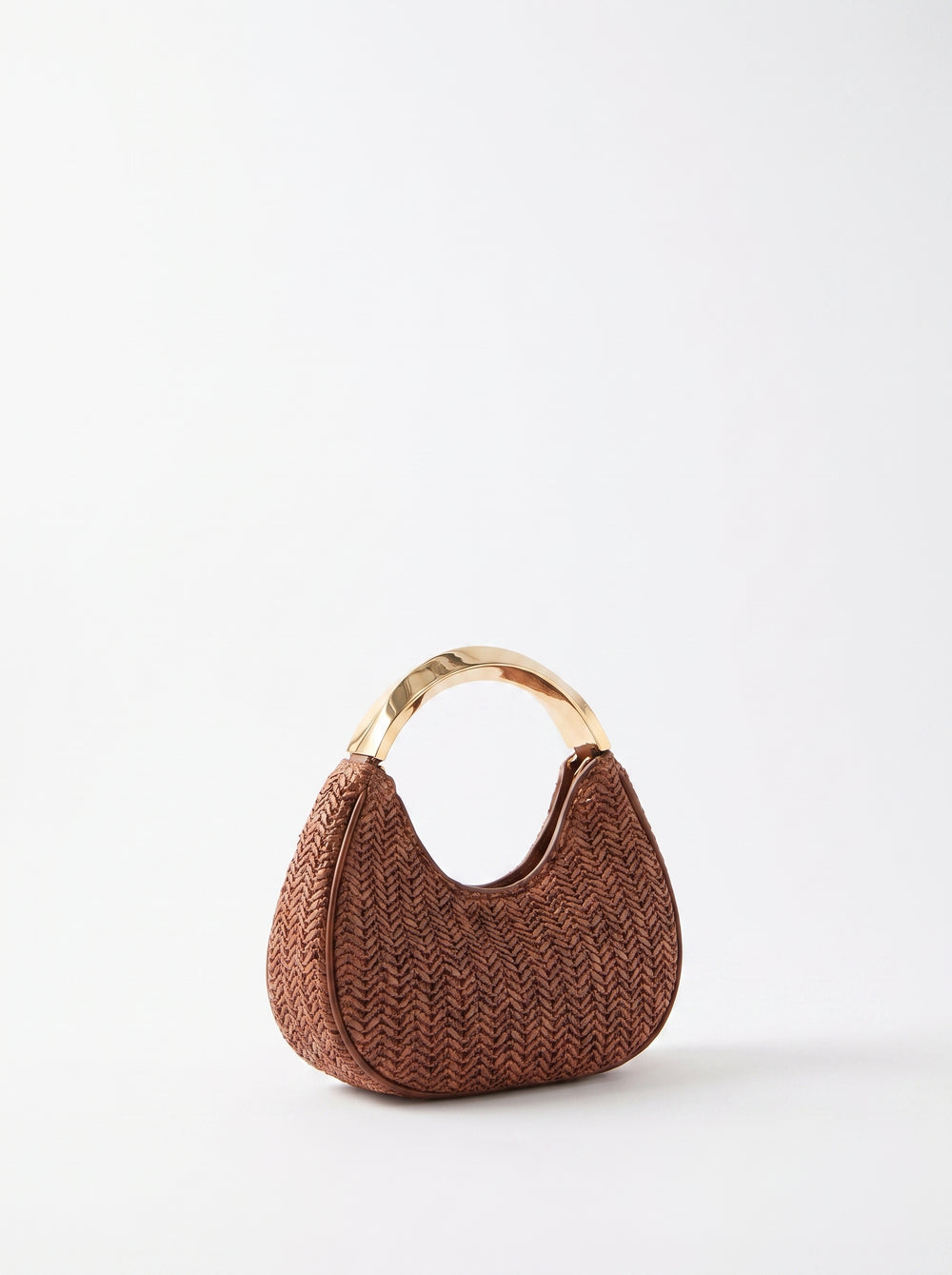 Sac Luna — Mini Hobo Tressé Chocolat Anse Dorée