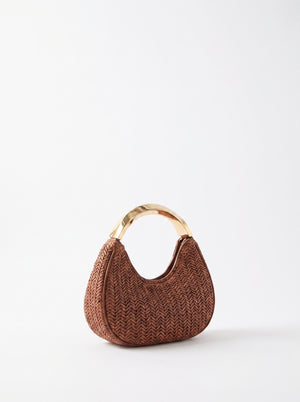 Sac Luna — Mini Hobo Tressé Chocolat Anse Dorée
