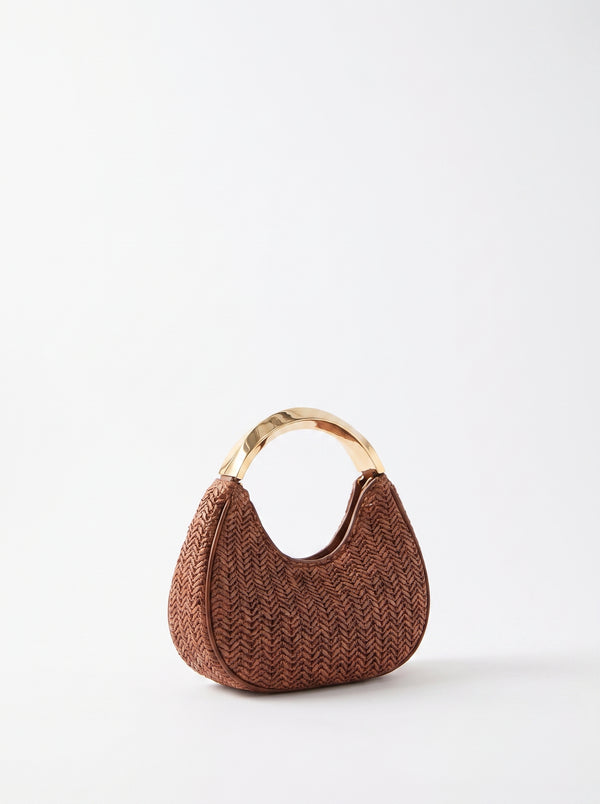 Sac Luna — Mini Hobo Tressé Chocolat Anse Dorée