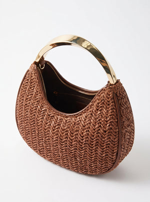Sac Luna — Mini Hobo Tressé Chocolat Anse Dorée