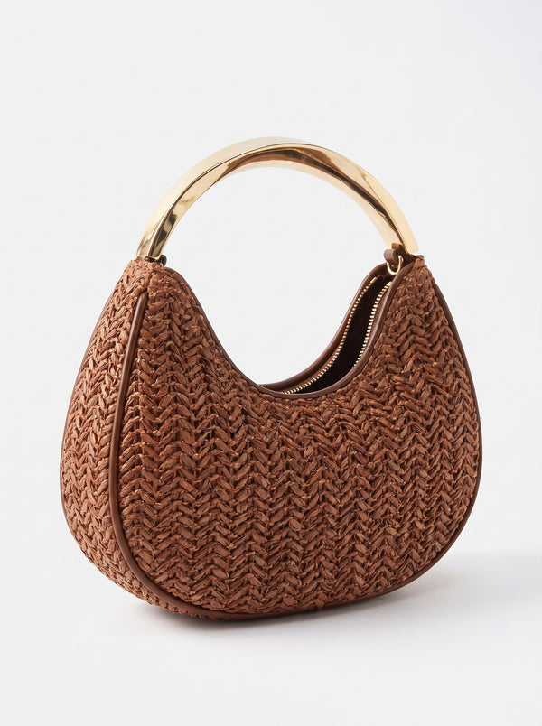 Sac Luna — Mini Hobo Tressé Chocolat Anse Dorée