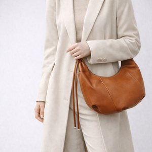 Sac Épaule Souple en Cuir Véritable – Hobo Chic Minimaliste avec Finitions Artisanales