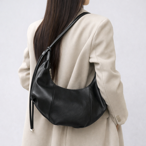 Sac Épaule Souple en Cuir Véritable – Hobo Chic Minimaliste avec Finitions Artisanales