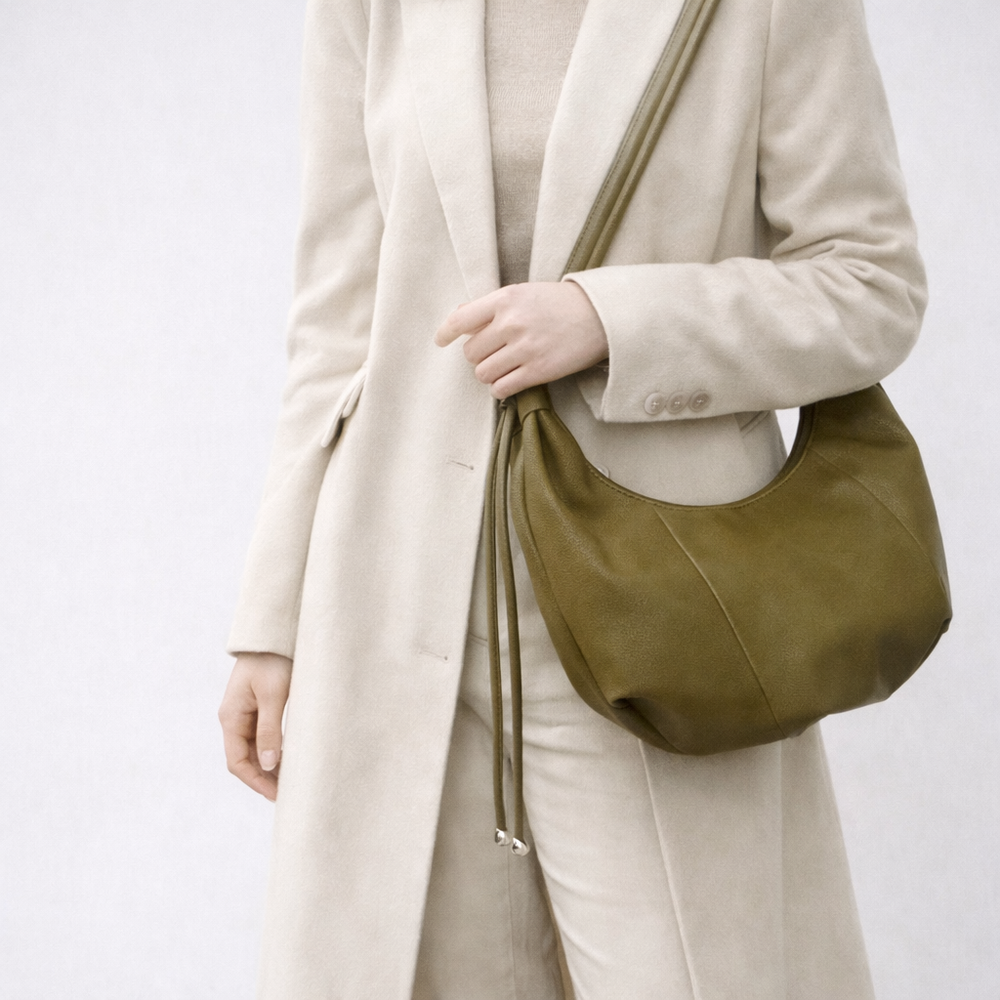 Sac Épaule Souple en Cuir Véritable – Hobo Chic Minimaliste avec Finitions Artisanales