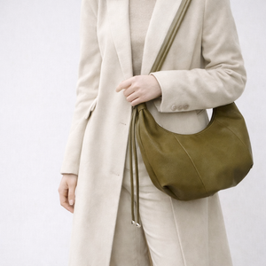 Sac Épaule Souple en Cuir Véritable – Hobo Chic Minimaliste avec Finitions Artisanales