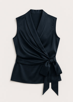 Top en Soie Noir Femme – Haut de Luxe Sans Manches