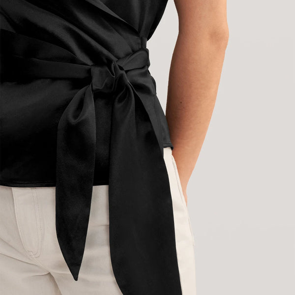 Top en Soie Noir Femme – Haut de Luxe Sans Manches