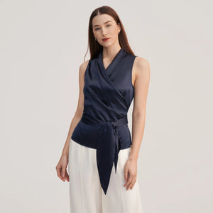 Top en Soie Noir Femme – Haut de Luxe Sans Manches