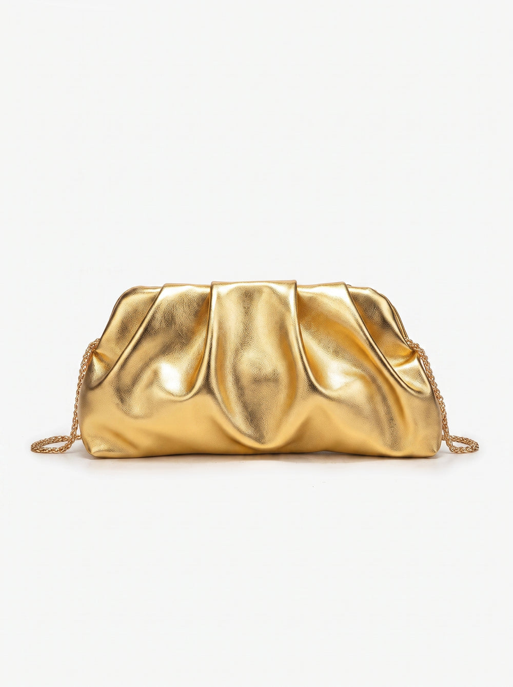 La Pochette Dorée — Clutch Plissé Métallisé Or Chaîne